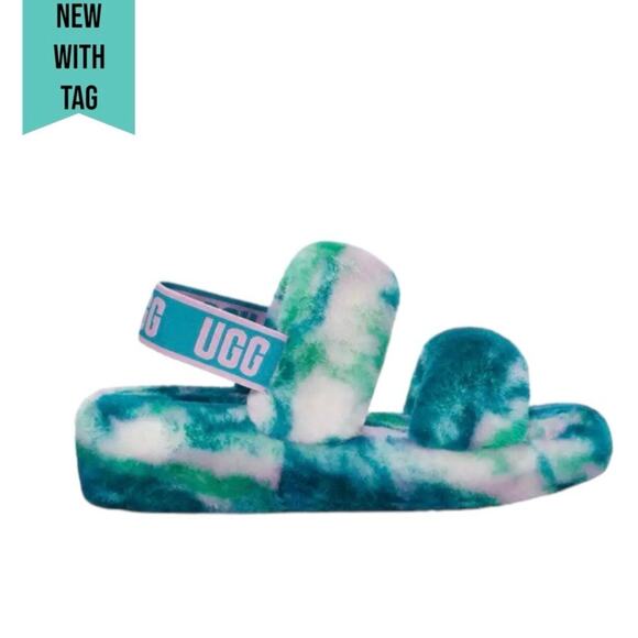 UGG Australia Oh Yeah Marble Sldie Sandals Green Size 6 - Picture 1 of 11